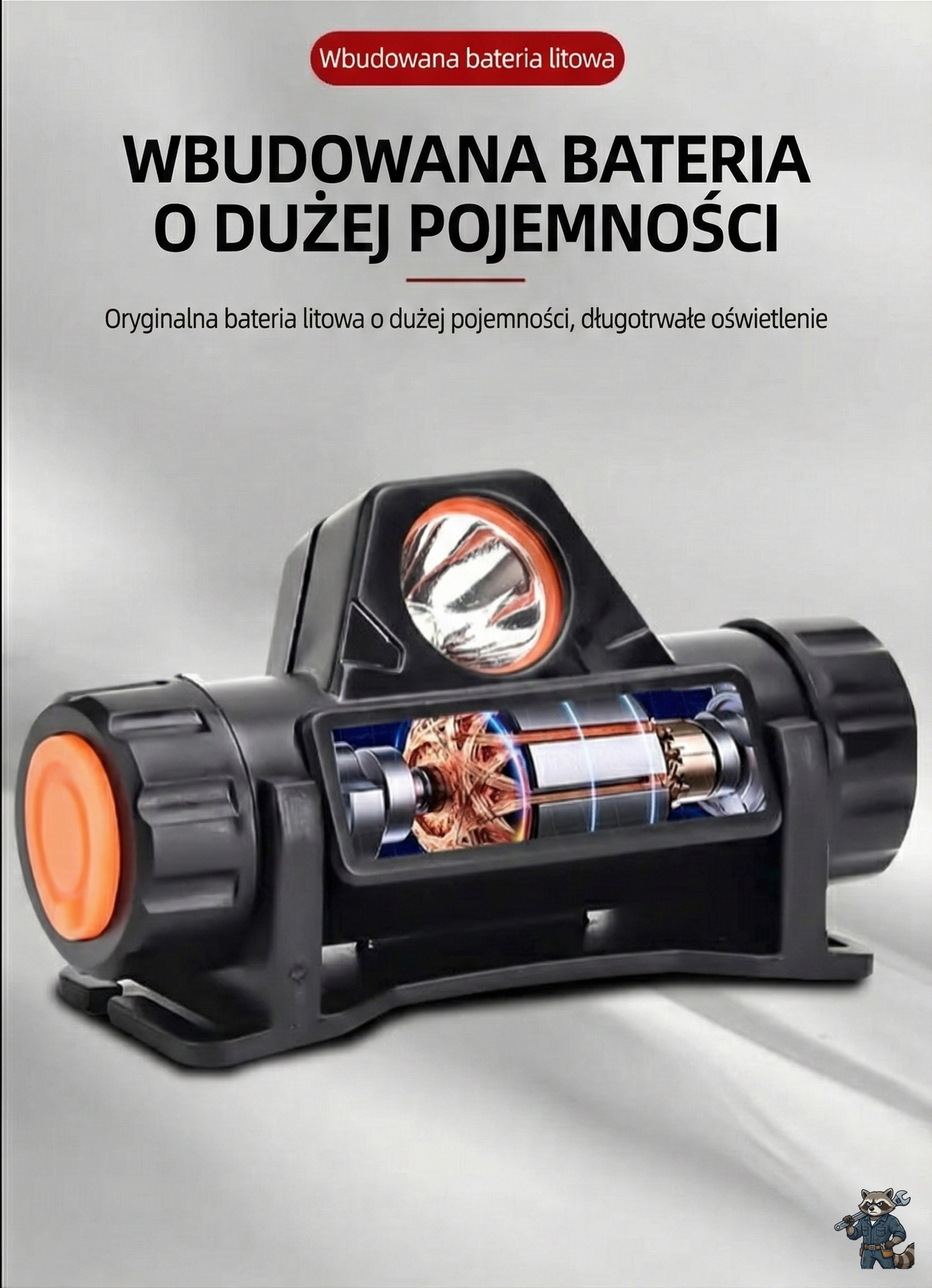 Latarka Czołowa 2w1: Reflektor + Światło Robocze (Z Magnesem)
